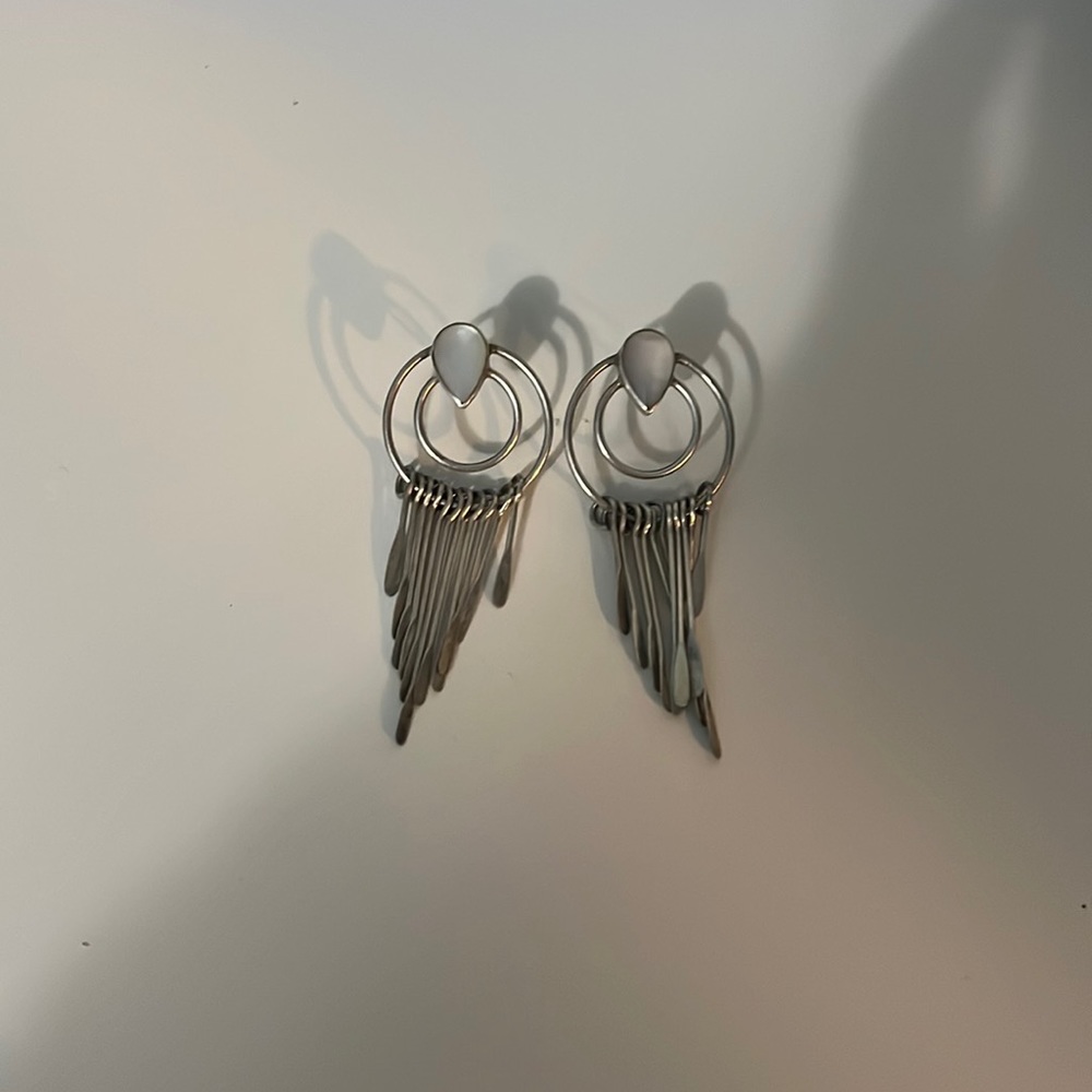 earrings silver with white charm